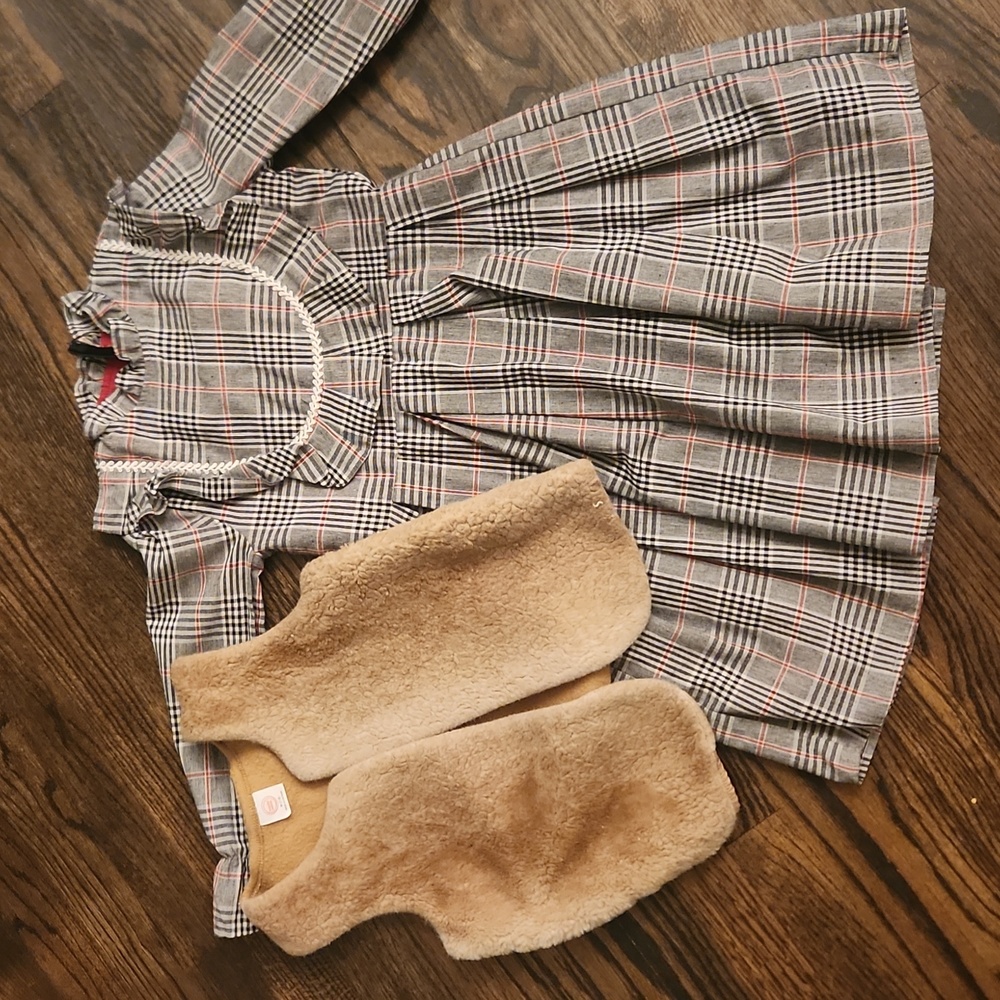 Girls plaid dress with vest